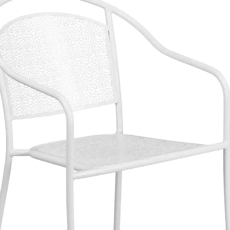 Chaise de patio en acier de qualité commerciale Flash Furniture avec dossier rond pour l'intérieur et l'extérieur