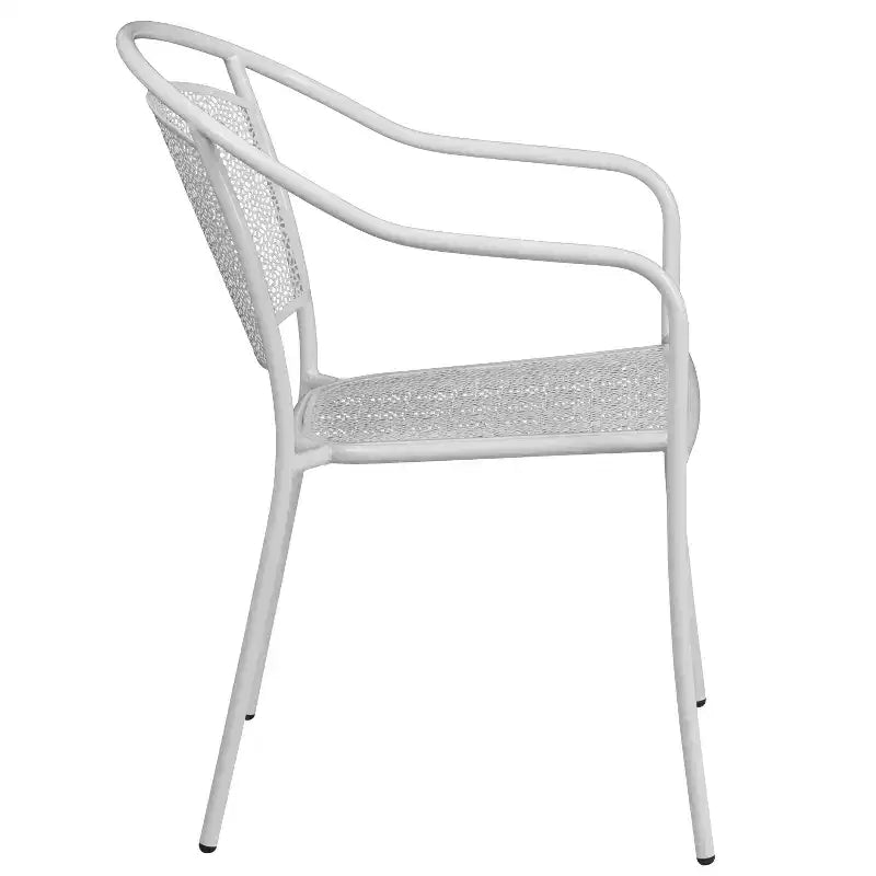 Chaise de patio en acier de qualité commerciale Flash Furniture avec dossier rond pour l'intérieur et l'extérieur