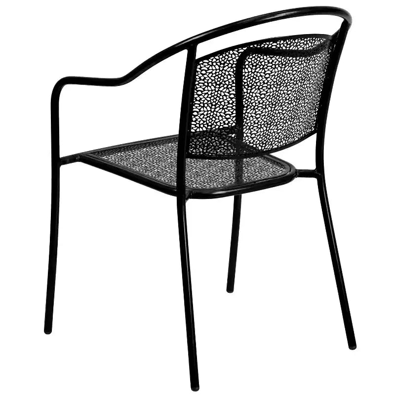 Chaise de patio en acier de qualité commerciale Flash Furniture avec dossier rond pour l'intérieur et l'extérieur