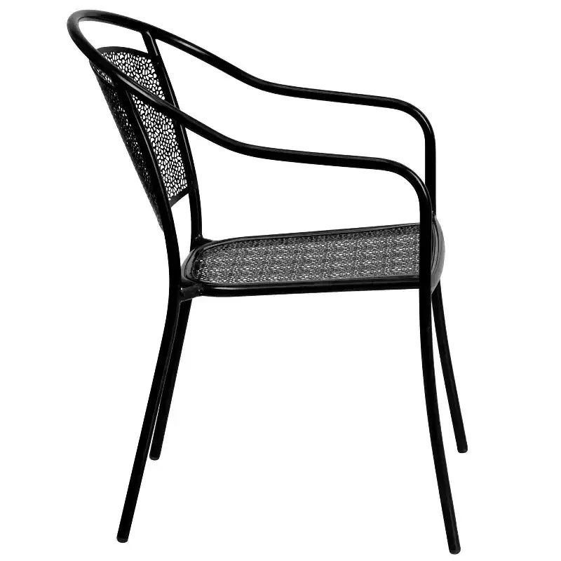 Chaise de patio en acier de qualité commerciale Flash Furniture avec dossier rond pour l'intérieur et l'extérieur