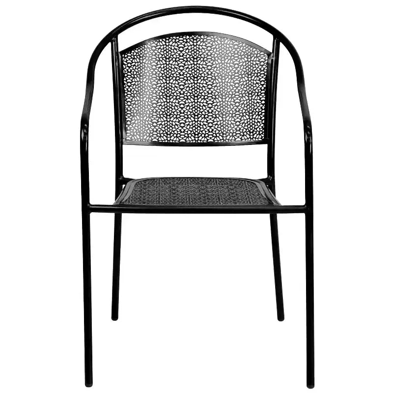 Chaise de patio en acier de qualité commerciale Flash Furniture avec dossier rond pour l'intérieur et l'extérieur