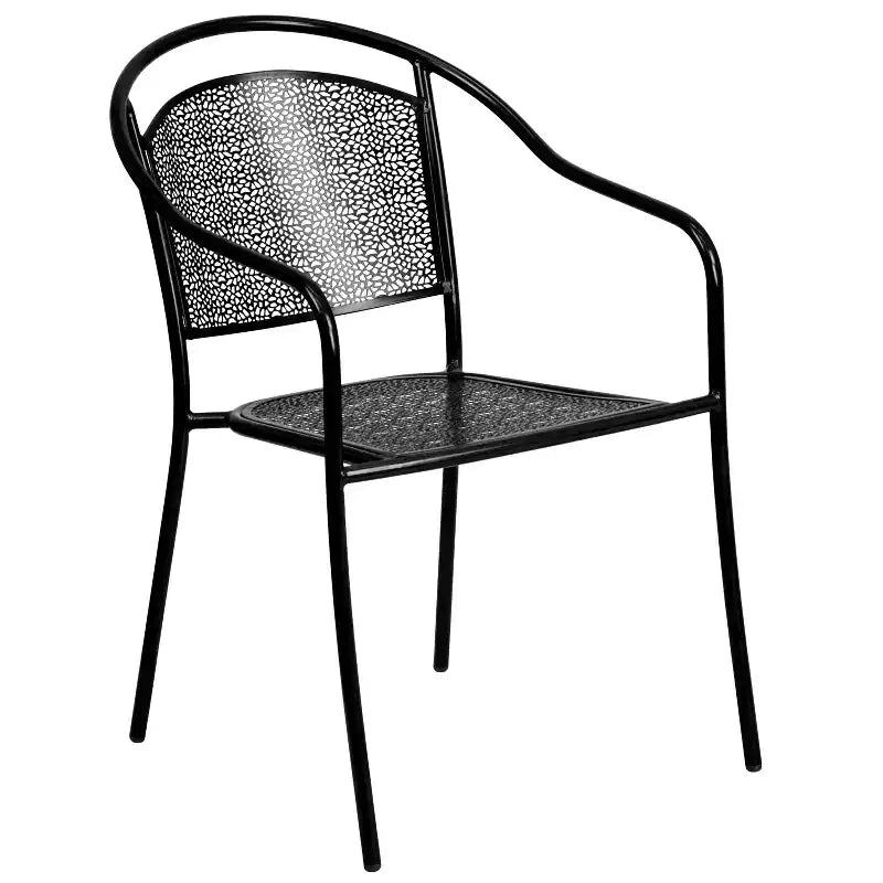 Chaise de patio en acier de qualité commerciale Flash Furniture avec dossier rond pour l'intérieur et l'extérieur