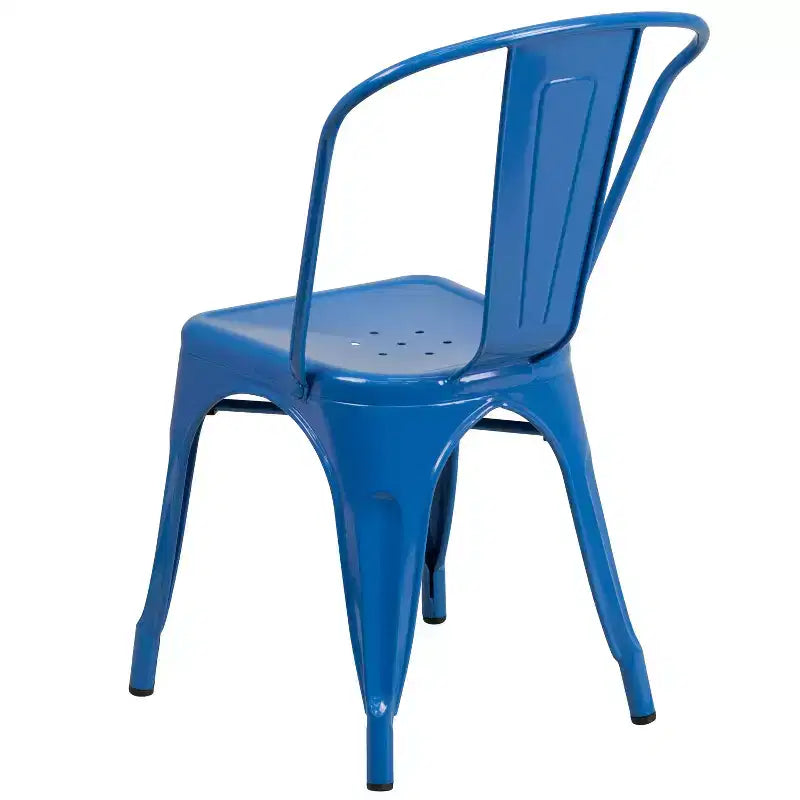 Chaise de salle à manger empilable Emma and Oliver de qualité commerciale en métal coloré pour l'intérieur et l'extérieur