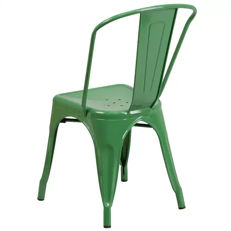 Chaise de salle à manger empilable Emma and Oliver de qualité commerciale en métal coloré pour l'intérieur et l'extérieur