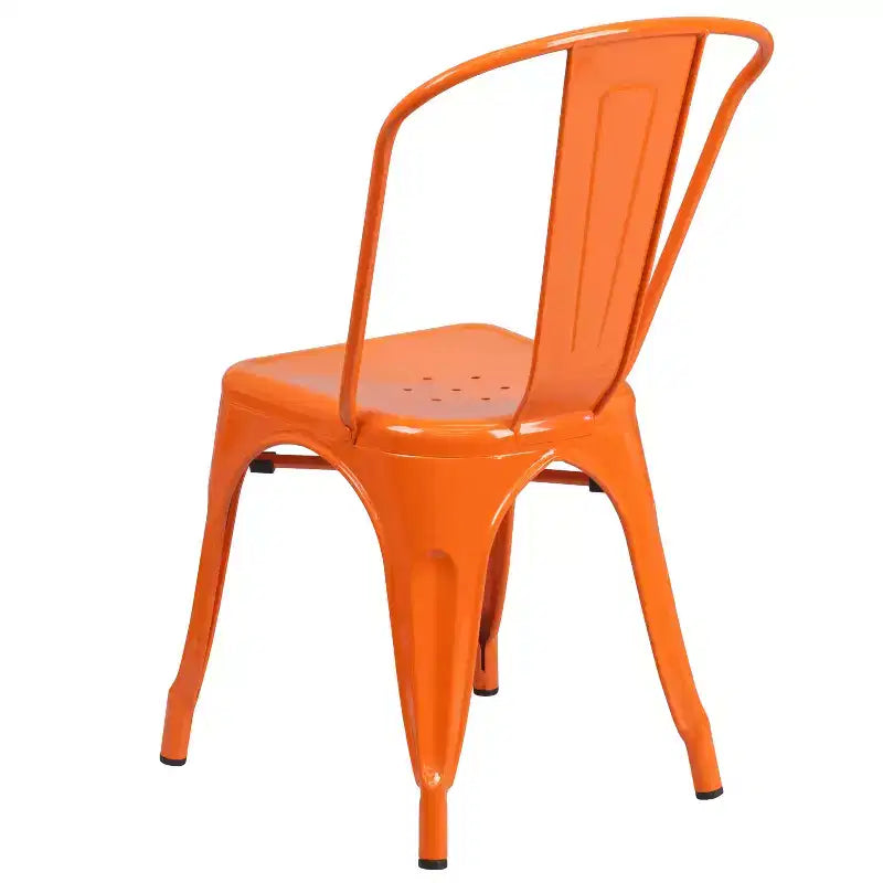 Chaise de salle à manger empilable Emma and Oliver de qualité commerciale en métal coloré pour l'intérieur et l'extérieur