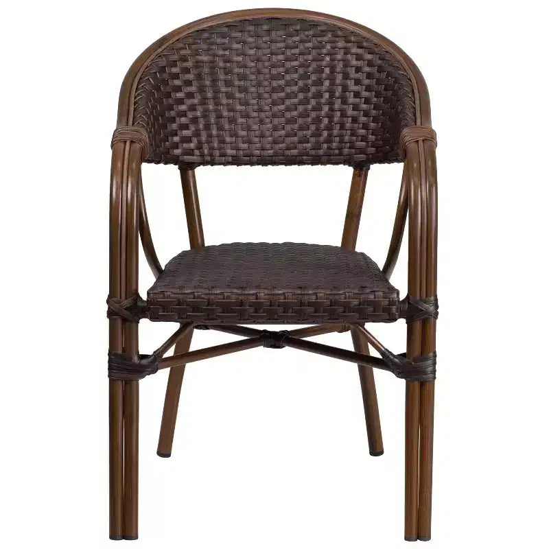 Chaise Emma et Oliver Rattan pour patio de restaurant en bambou et aluminium avec dossier ajouré