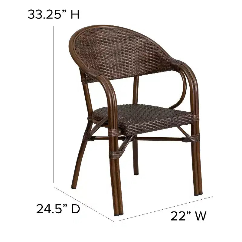 Chaise Emma et Oliver Rattan pour patio de restaurant en bambou et aluminium avec dossier ajouré