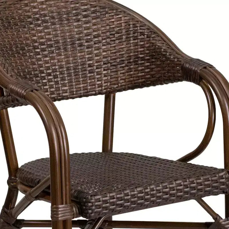 Chaise Emma et Oliver Rattan pour patio de restaurant en bambou et aluminium avec dossier ajouré