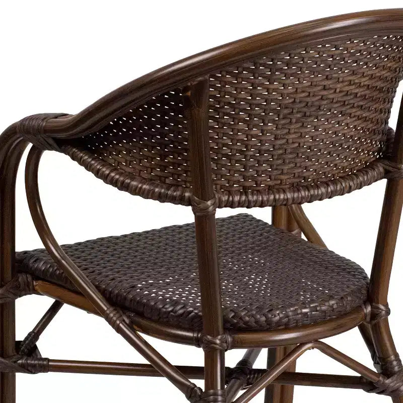 Chaise Emma et Oliver Rattan pour patio de restaurant en bambou et aluminium avec dossier ajouré