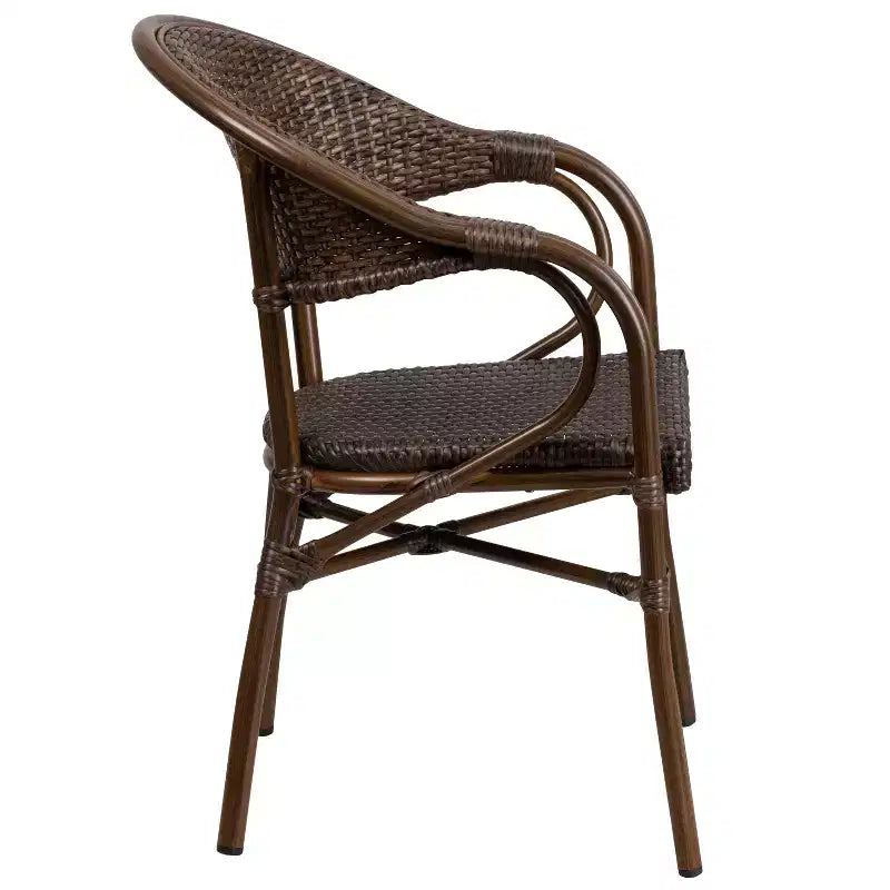 Chaise Emma et Oliver Rattan pour patio de restaurant en bambou et aluminium avec dossier ajouré