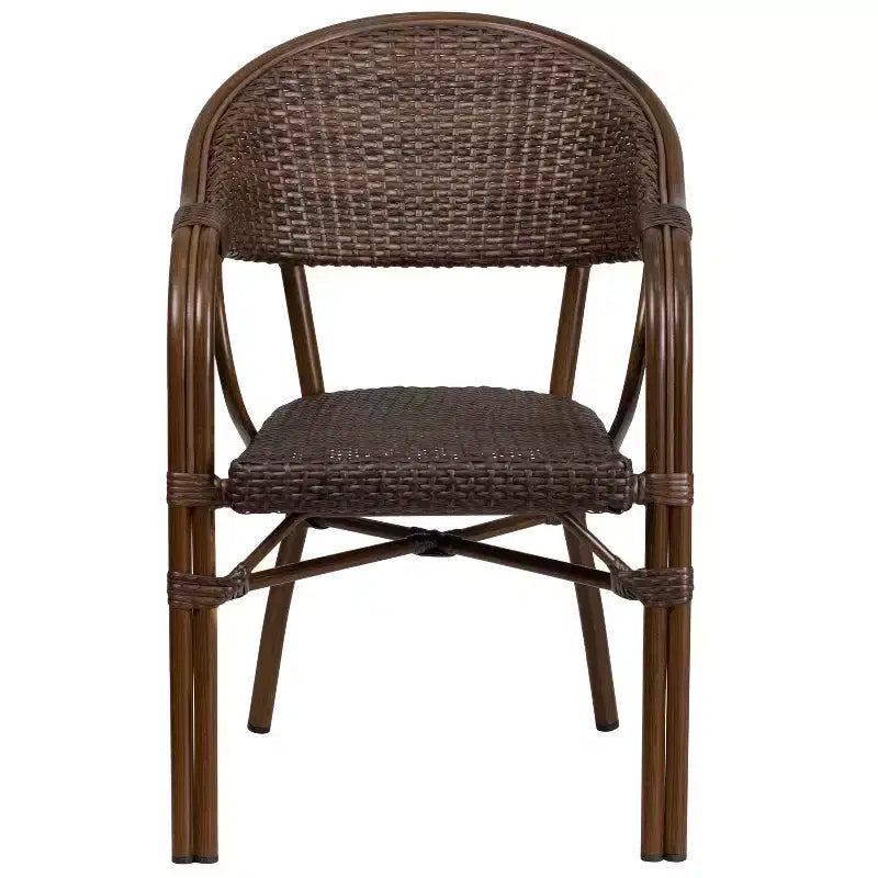 Chaise Emma et Oliver Rattan pour patio de restaurant en bambou et aluminium avec dossier ajouré