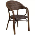 Emma and Oliver Rattan Restaurant Patio Bamboo-Aluminum Frame Chair with Open Back