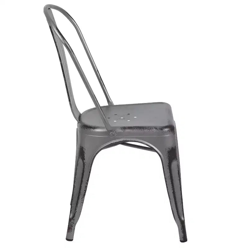 Chaise empilable Emma et Oliver en métal vieilli coloré de qualité commerciale pour l'intérieur et l'extérieur