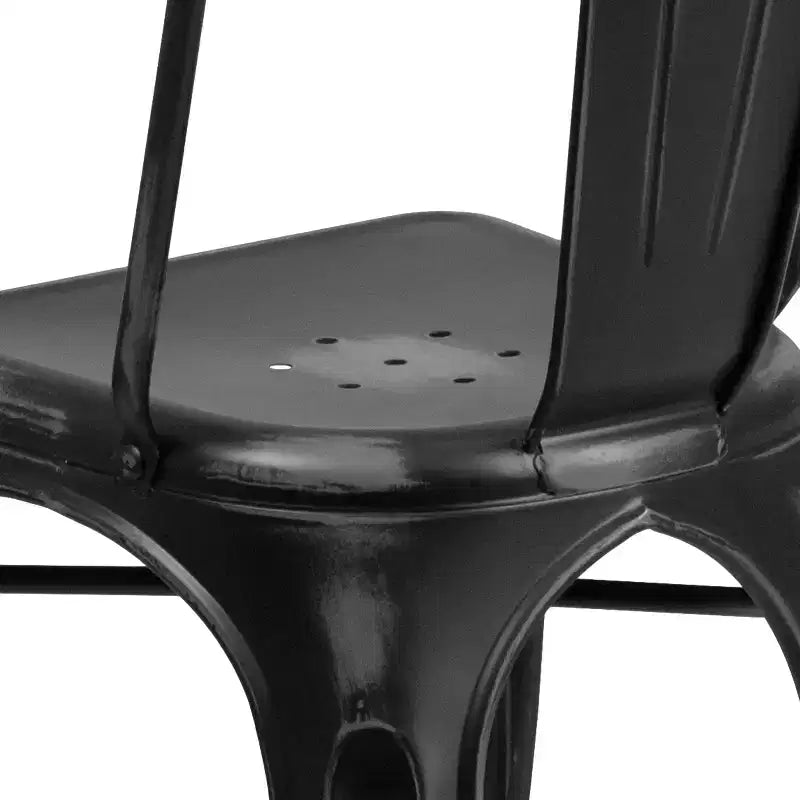 Chaise empilable Emma et Oliver en métal vieilli coloré de qualité commerciale pour l'intérieur et l'extérieur
