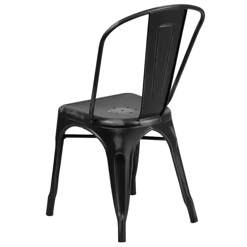 Chaise empilable Emma et Oliver en métal vieilli coloré de qualité commerciale pour l'intérieur et l'extérieur
