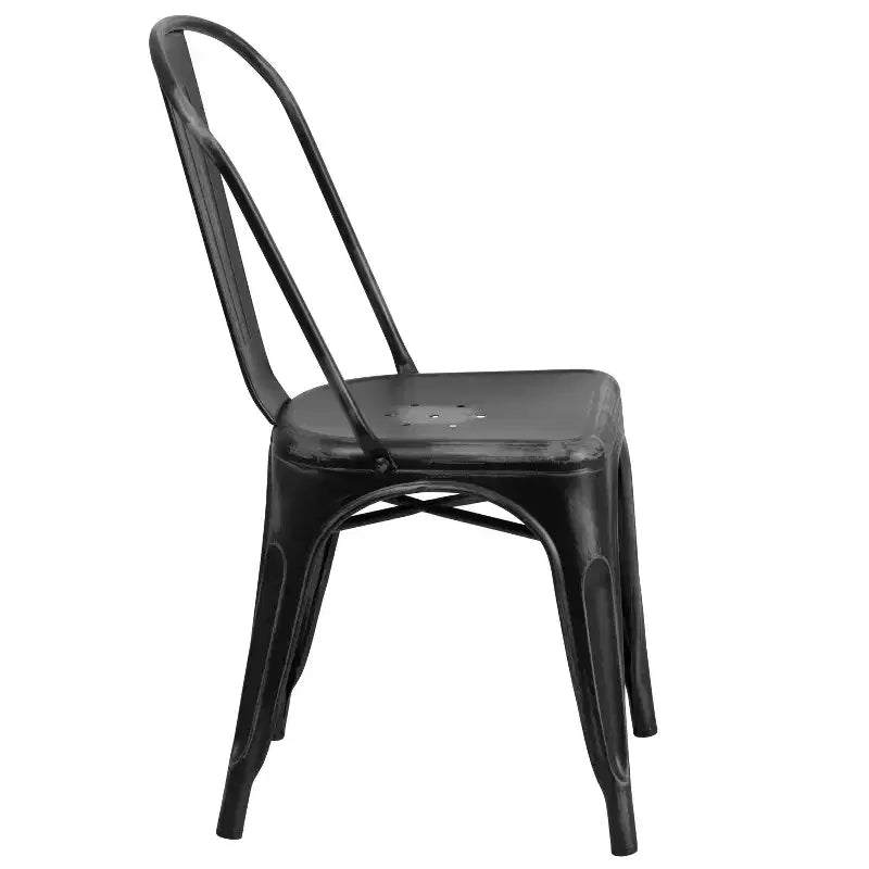 Chaise empilable Emma et Oliver en métal vieilli coloré de qualité commerciale pour l'intérieur et l'extérieur