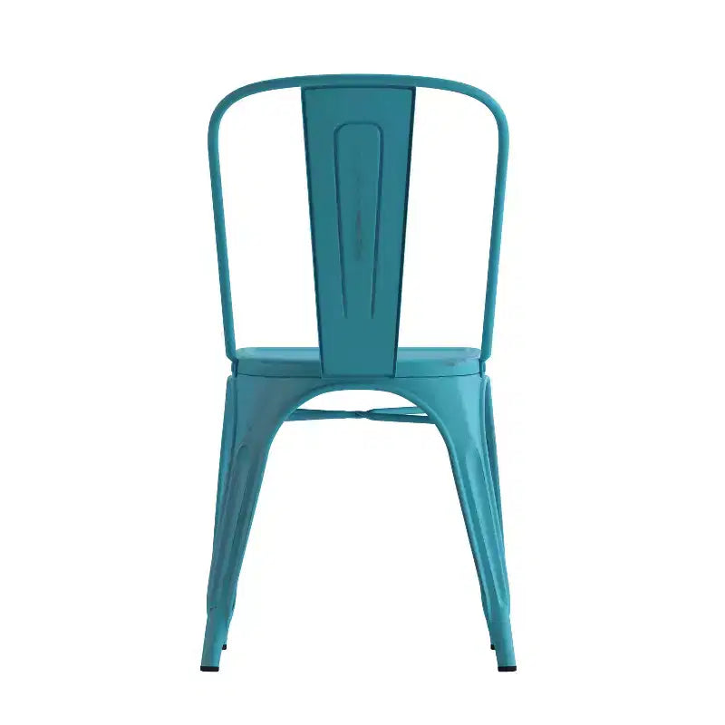 Chaise empilable Emma et Oliver en métal vieilli coloré de qualité commerciale pour l'intérieur et l'extérieur
