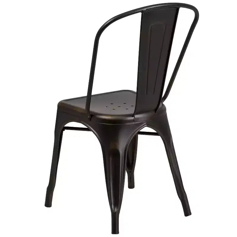 Chaise empilable Emma et Oliver en métal vieilli coloré de qualité commerciale pour l'intérieur et l'extérieur