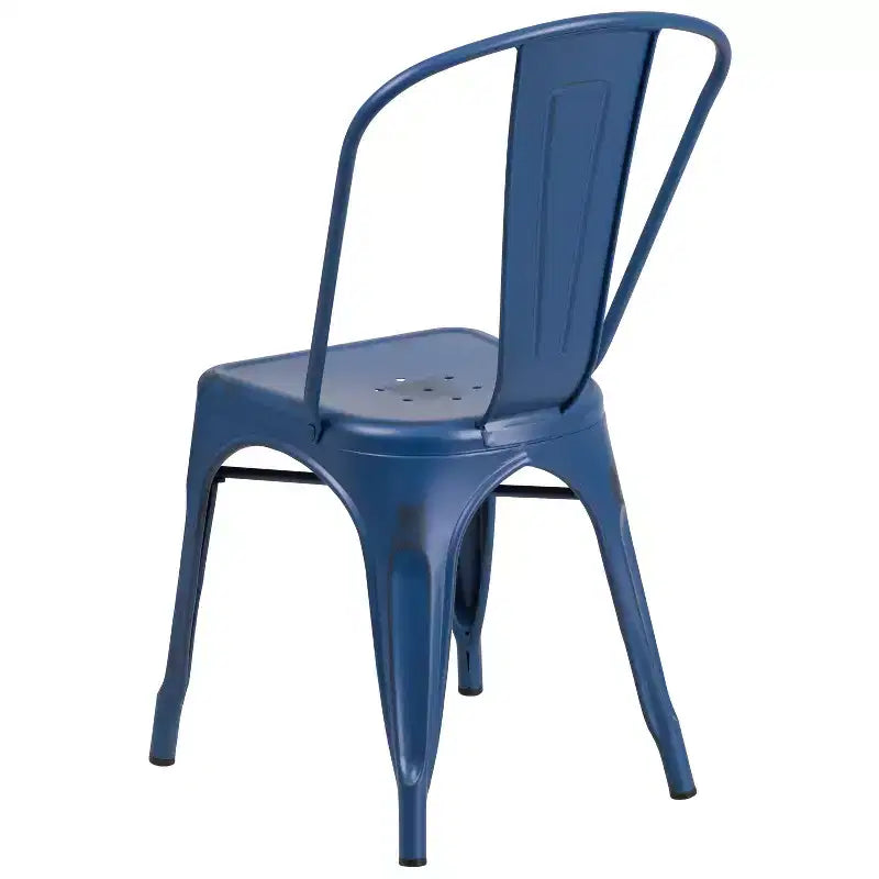 Chaise empilable Emma et Oliver en métal vieilli coloré de qualité commerciale pour l'intérieur et l'extérieur