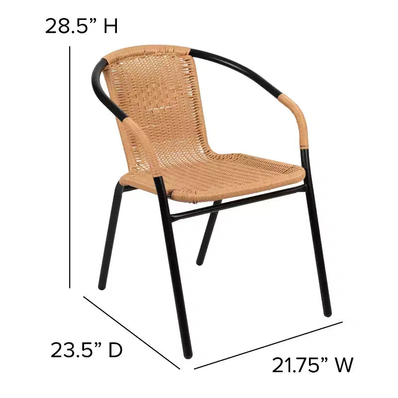 Flash Furniture Lila Lot de 4 chaises empilables en rotin pour restaurant, intérieur/extérieur