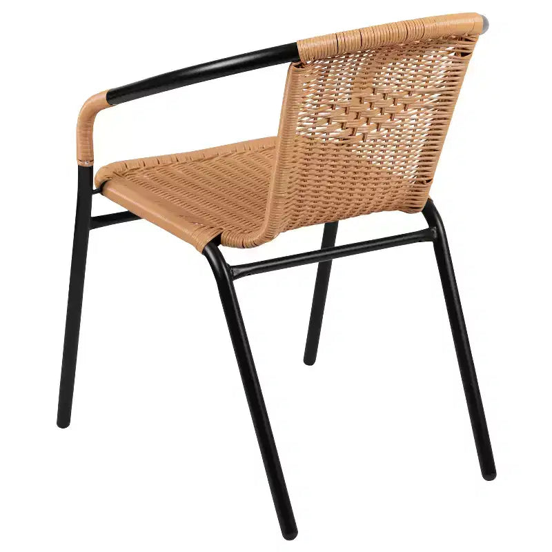 Flash Furniture Lila Lot de 4 chaises empilables en rotin pour restaurant, intérieur/extérieur