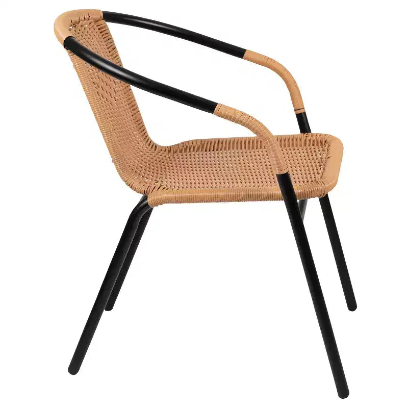 Flash Furniture Lila Lot de 4 chaises empilables en rotin pour restaurant, intérieur/extérieur