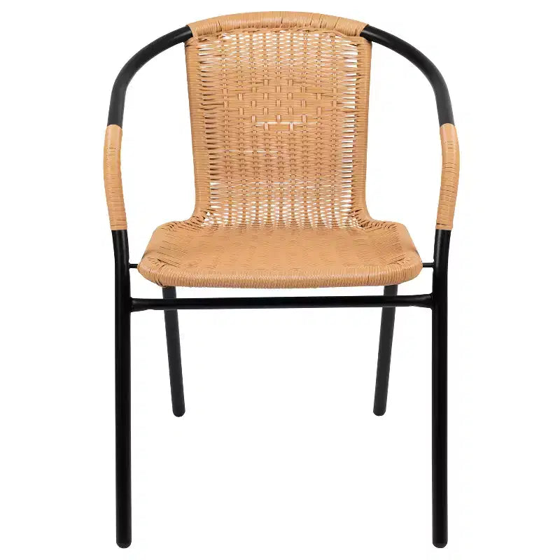 Flash Furniture Lila Lot de 4 chaises empilables en rotin pour restaurant, intérieur/extérieur