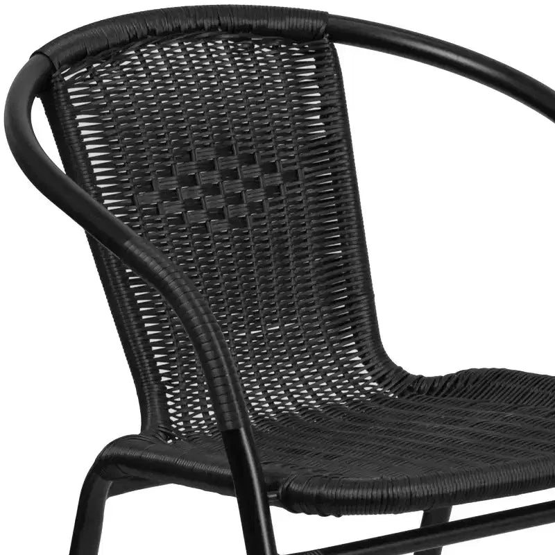 Flash Furniture Lila Lot de 4 chaises empilables en rotin pour restaurant, intérieur/extérieur