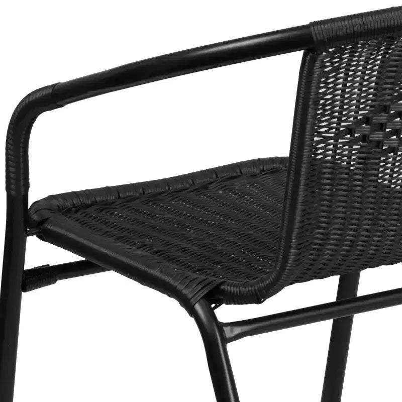 Flash Furniture Lila Lot de 4 chaises empilables en rotin pour restaurant, intérieur/extérieur