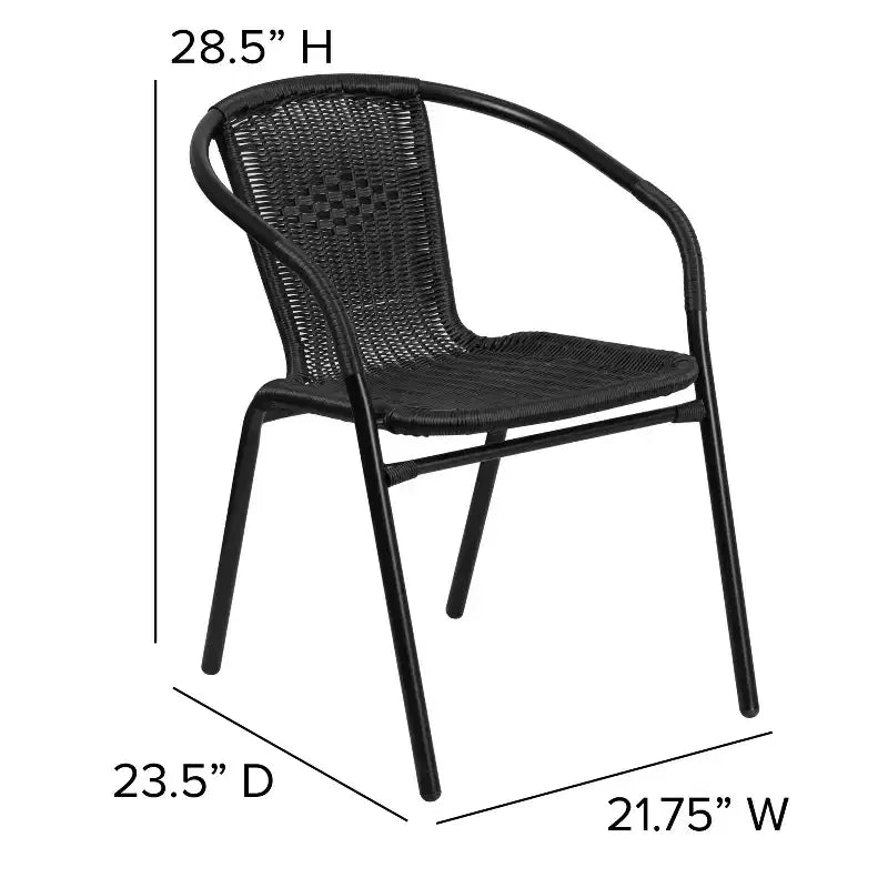 Flash Furniture Lila Lot de 4 chaises empilables en rotin pour restaurant, intérieur/extérieur
