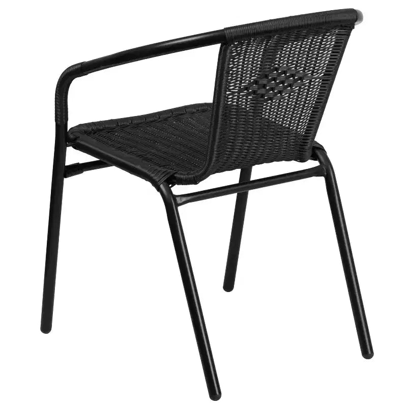 Flash Furniture Lila Lot de 4 chaises empilables en rotin pour restaurant, intérieur/extérieur