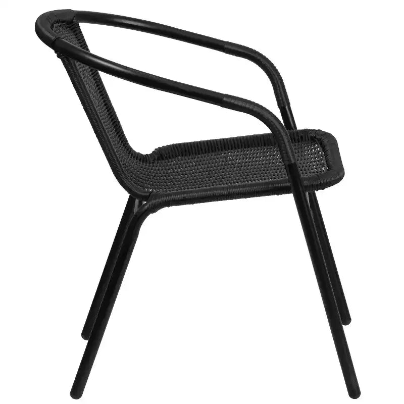 Flash Furniture Lila Lot de 4 chaises empilables en rotin pour restaurant, intérieur/extérieur