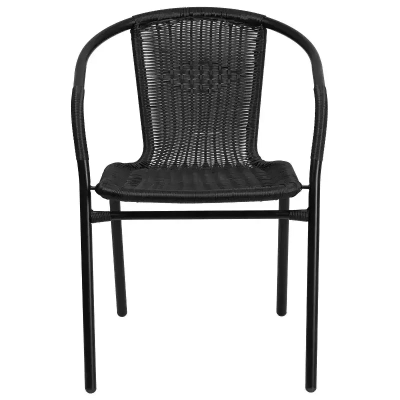 Flash Furniture Lila Lot de 4 chaises empilables en rotin pour restaurant, intérieur/extérieur