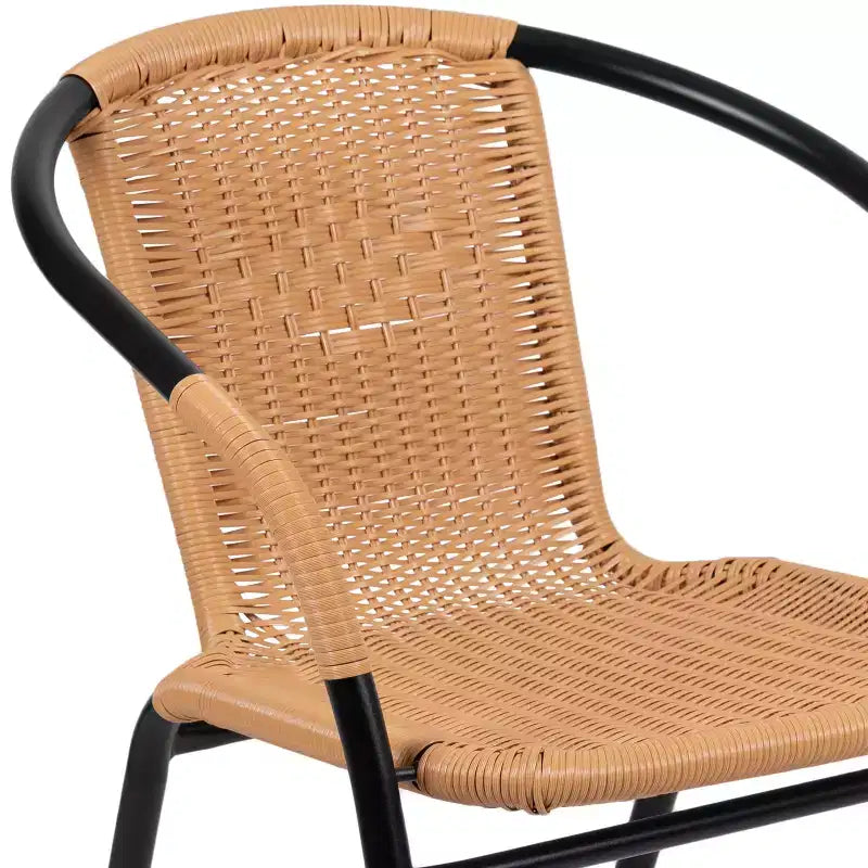 Flash Furniture Lila Lot de 4 chaises empilables en rotin pour restaurant, intérieur/extérieur