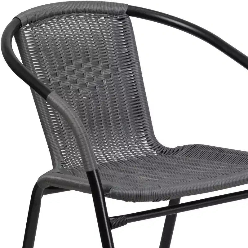 Flash Furniture Lila Lot de 4 chaises empilables en rotin pour restaurant, intérieur/extérieur