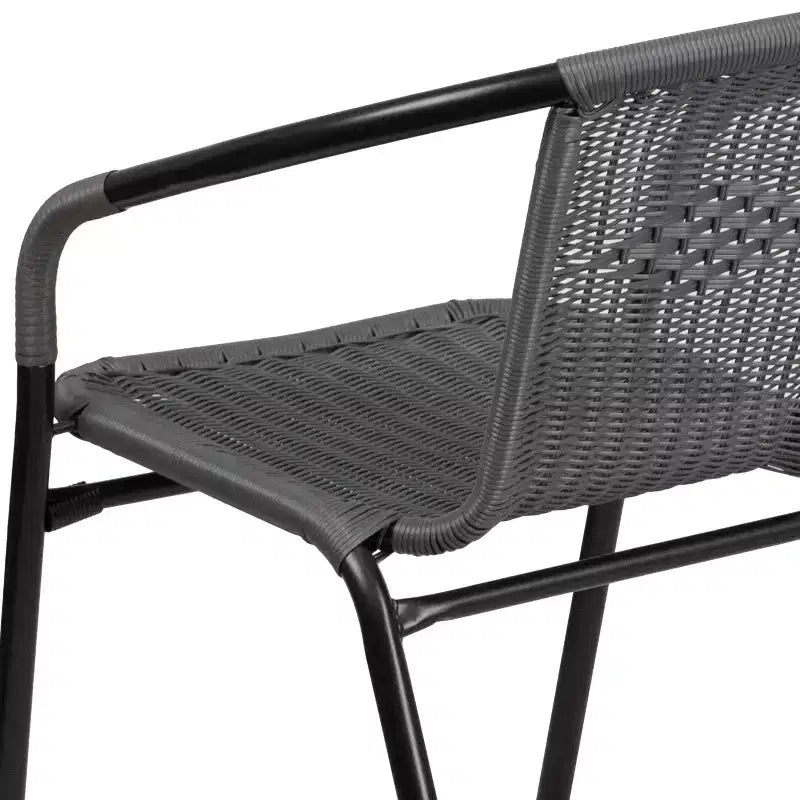 Flash Furniture Lila Lot de 4 chaises empilables en rotin pour restaurant, intérieur/extérieur