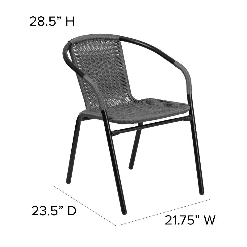 Flash Furniture Lila Lot de 4 chaises empilables en rotin pour restaurant, intérieur/extérieur