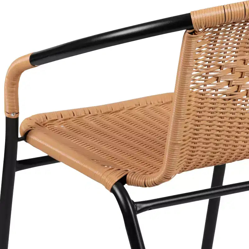 Flash Furniture Lila Lot de 4 chaises empilables en rotin pour restaurant, intérieur/extérieur