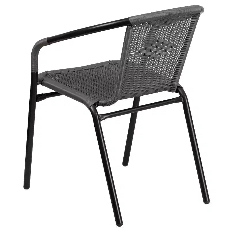 Flash Furniture Lila Lot de 4 chaises empilables en rotin pour restaurant, intérieur/extérieur