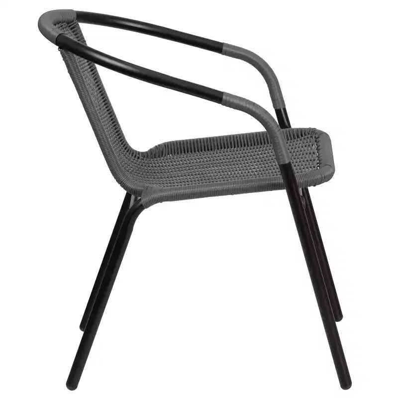 Flash Furniture Lila Lot de 4 chaises empilables en rotin pour restaurant, intérieur/extérieur