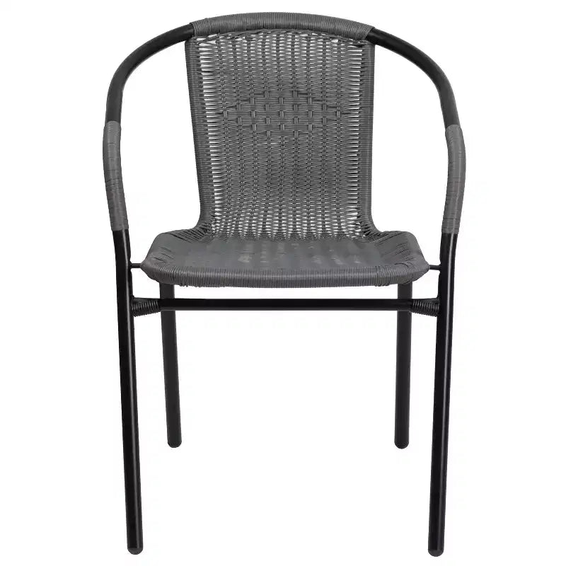 Flash Furniture Lila Lot de 4 chaises empilables en rotin pour restaurant, intérieur/extérieur