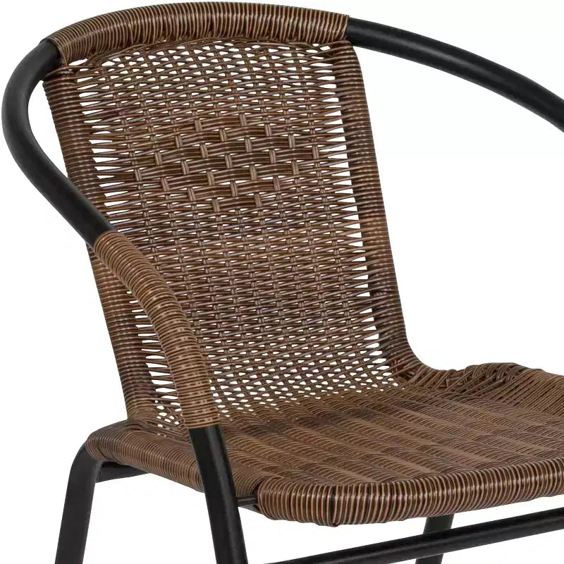 Flash Furniture Lila Lot de 4 chaises empilables en rotin pour restaurant, intérieur/extérieur