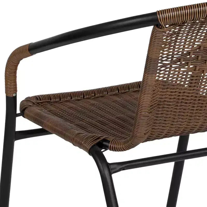 Flash Furniture Lila Lot de 4 chaises empilables en rotin pour restaurant, intérieur/extérieur