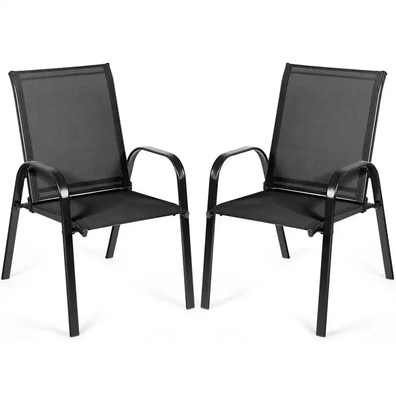 Costway Lot de 4 Chaises de Patio Jardin avec Accoudoir Marron/Beige/Gris