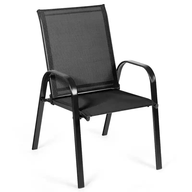 Costway Lot de 4 Chaises de Patio Jardin avec Accoudoir Marron/Beige/Gris
