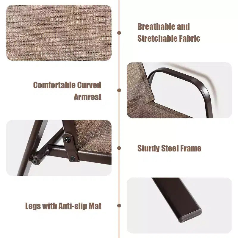 Costway Lot de 4 Chaises de Patio Jardin avec Accoudoir Marron/Beige/Gris