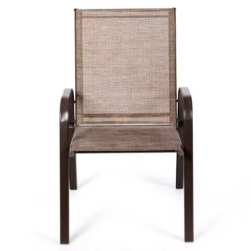Costway Lot de 4 Chaises de Patio Jardin avec Accoudoir Marron/Beige/Gris
