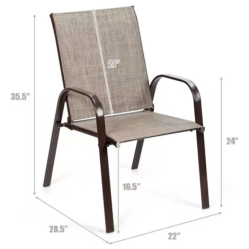 Costway Lot de 4 Chaises de Patio Jardin avec Accoudoir Marron/Beige/Gris