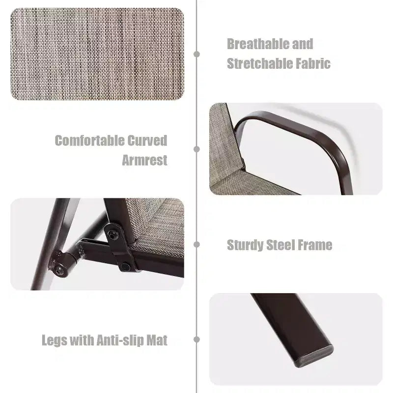 Costway Lot de 4 Chaises de Patio Jardin avec Accoudoir Marron/Beige/Gris