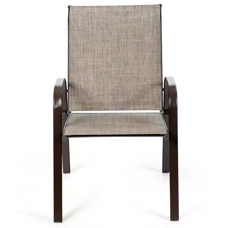 Costway Lot de 4 Chaises de Patio Jardin avec Accoudoir Marron/Beige/Gris